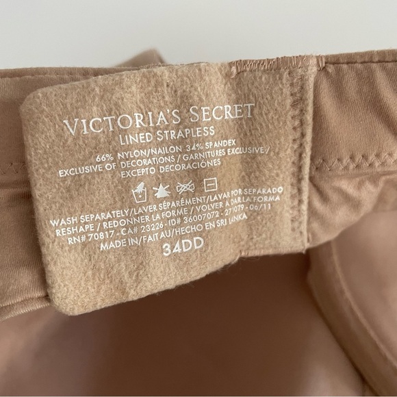 Victorias Secret Lined Strapless Bra Tan Size 34DD - Picture 6 of 6